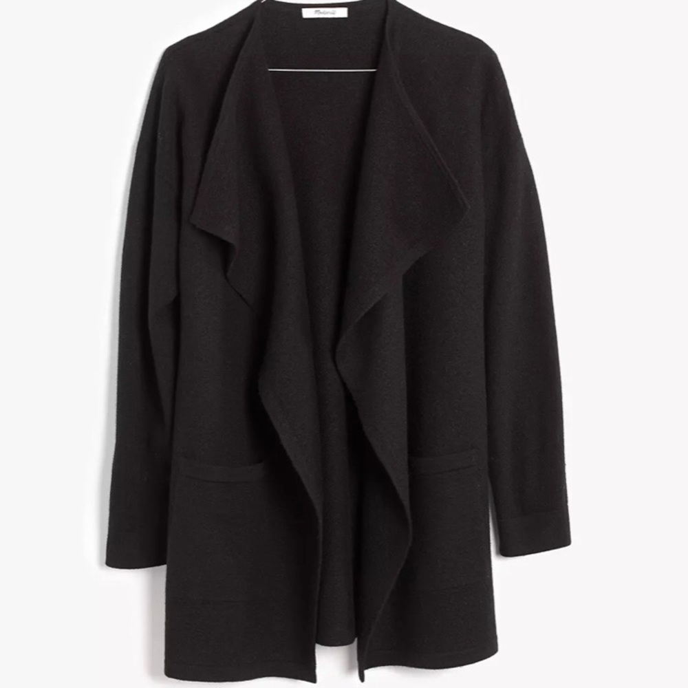 Madewell meridian black sweater jacket 100% merino wool, size small/medium